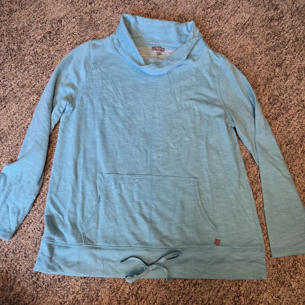 Talbots Mock Neck Athletic Pull Over Size L Cotton Blend Sky Blue